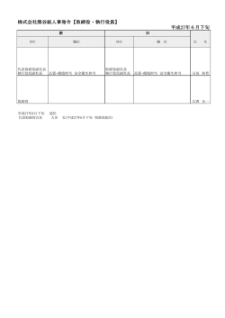 株式会社熊谷組人事発令【取締役・執行役員】 平成27年6月下旬