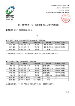 2015もてぎロードレース選手権 Eternal クラス該当者