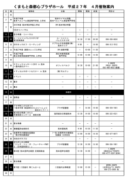 くまもと森都心プラザホール 平成27年 4月催物案内