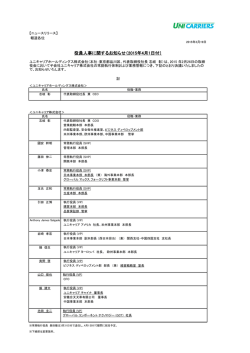 役員人事に関するお知らせ（2015年4月1日付）