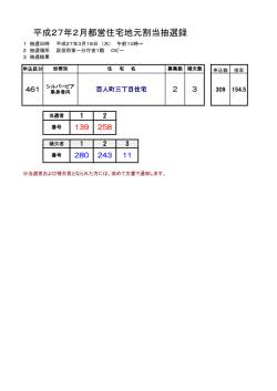平成27年2月都営地元割当住宅入居者公募抽選結果 [PDF形式：86KB]