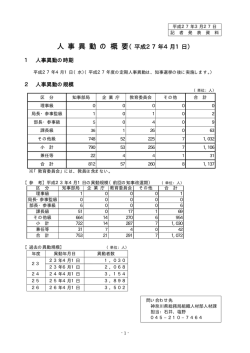 人 事 異 動 の 概 要（平成27年4月1日）;pdf