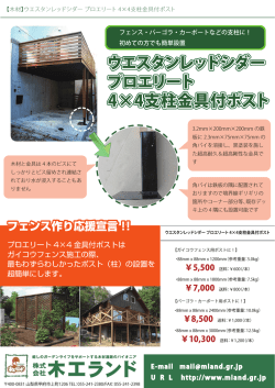 ウエスタンレッドシダー プロエリート 4&times;4支柱金具付ポスト ウエスタン;pdf