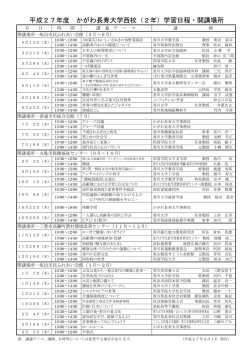 講師等平成27年度 かがわ長寿大学西校（2年）学習日程・開講場所