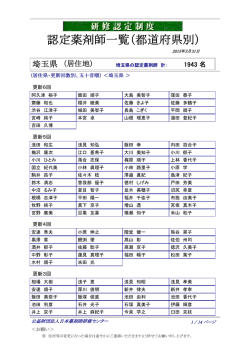 認定薬剤師一覧（都道府県別）