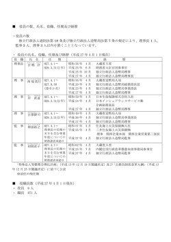 役員の数、氏名、役職、任期及び経歴 ・役員の数 独立行政法人