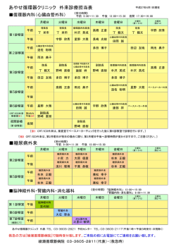 あやせ循環器クリニック 外来診療担当表 糖尿病外来