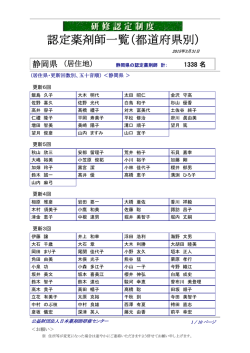 認定薬剤師一覧（都道府県別）