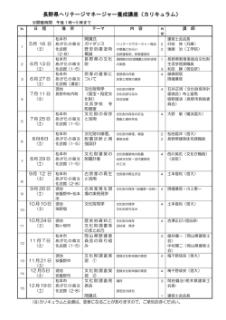 長野県ヘリテージマネージャー養成講座（カリキュラム）