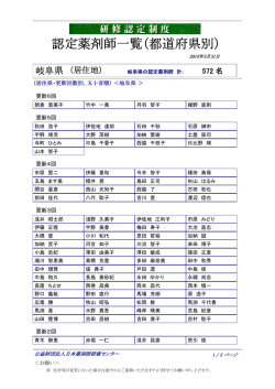 認定薬剤師一覧（都道府県別）
