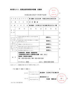 医薬品販売業許可更新申請書(記載例) (サイズ：91.78KB)