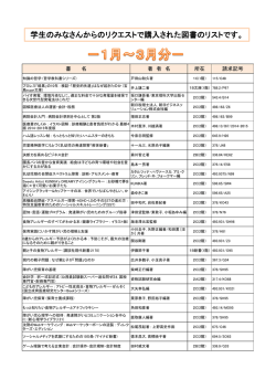 学生購入希望図書リスト（1～3月分）