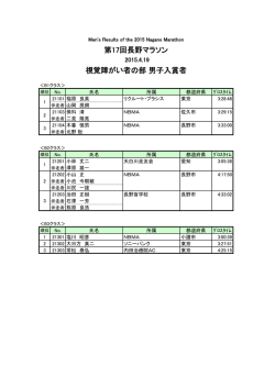 第17回長野マラソン 視覚障がい者の部 男子入賞者