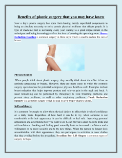 Benefits of plastic surgery that you may have know