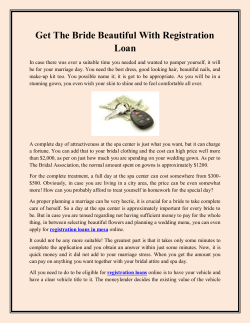 Get The Bride Beautiful With Registration Loan