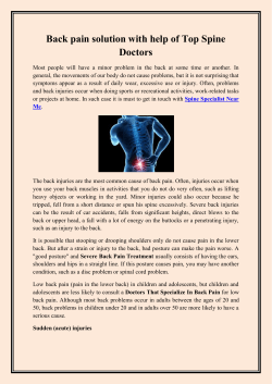 Back pain solution with help of Top Spine Doctors