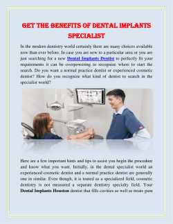 Get the Benefits Of Dental Implants Specialist