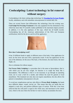 Coolsculpting Latest technology in fat removal without surgery