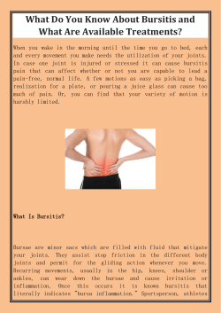 What Do You Know About Bursitis and What Are Available Treatments