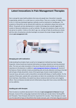 Latest Innovations In Pain Management Therapies