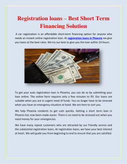 Registration loans &ndash; Best Short Term Financing Solution