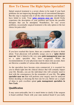 How To Choose The Right Spine Specialist