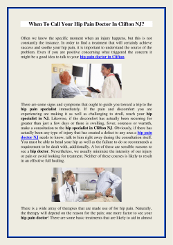 When To Call Your Hip Pain Doctor In Clifton NJ